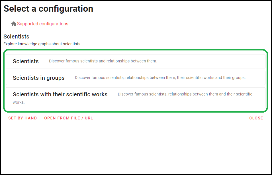 Selecting a configuration